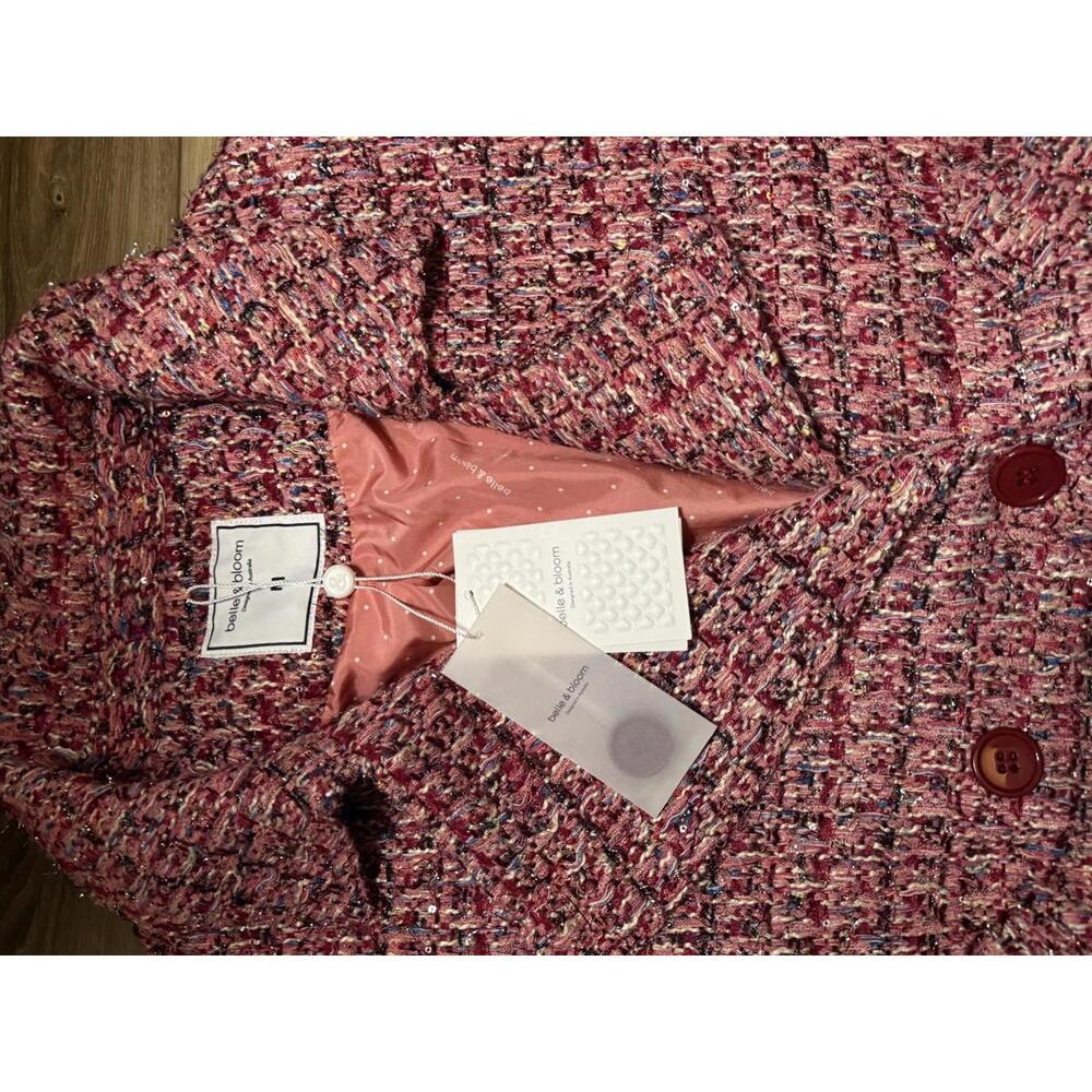 NWT! Belle & Bloom Power Over Me Tweed Jacket in Red Size Medium - Picture 5 of 9